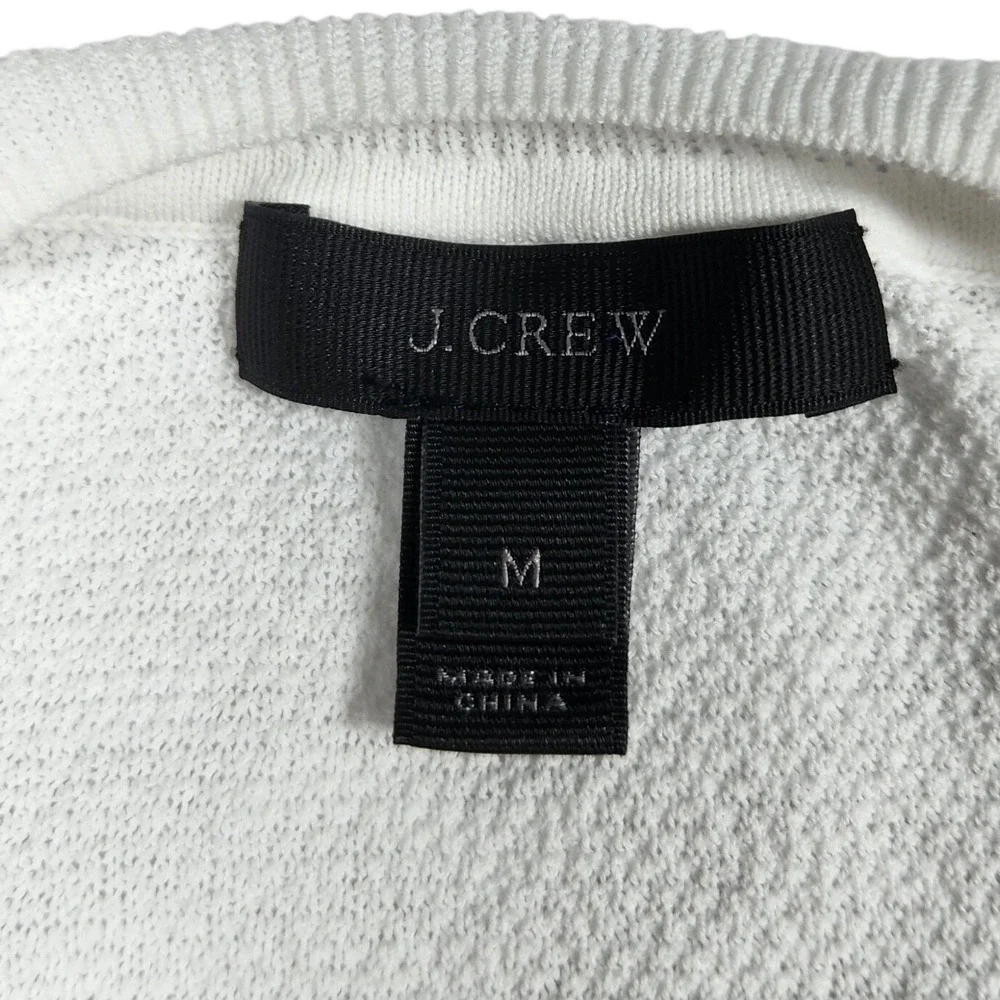 J. Crew‎ White Cotton Sweater Medium Eyelet Ruffle Trim Long Sleeve Top $120